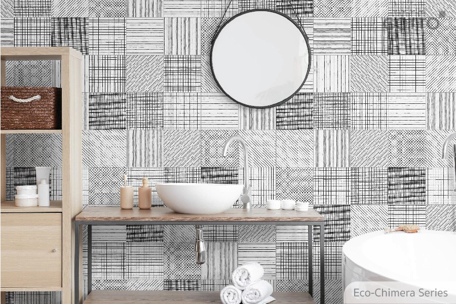 A bathroom with a mirror and a sinkDescription automatically generated
